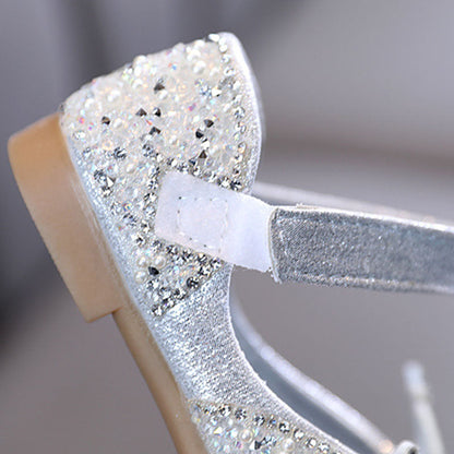Sparkly Glitter Flower Girl Shoes – Low Heel Party & Wedding Dress Shoes for Girls