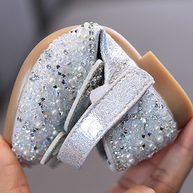 Sparkly Glitter Flower Girl Shoes – Low Heel Party & Wedding Dress Shoes for Girls