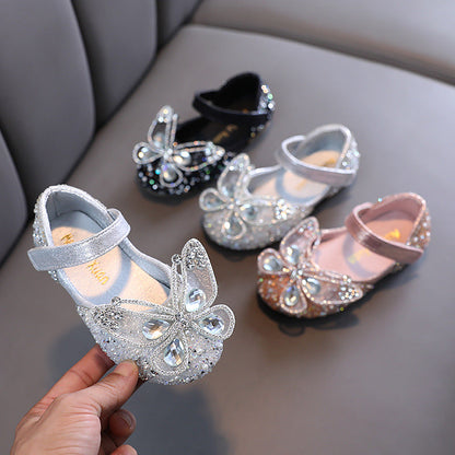 Sparkly Glitter Flower Girl Shoes – Low Heel Party & Wedding Dress Shoes for Girls