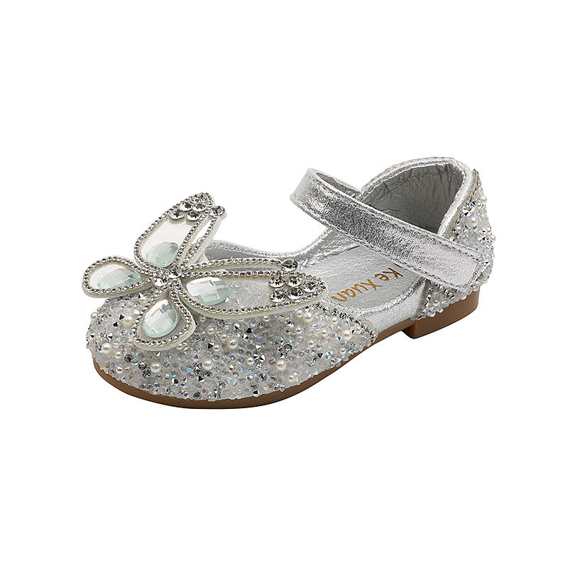 Sparkly Glitter Flower Girl Shoes – Low Heel Party & Wedding Dress Shoes for Girls