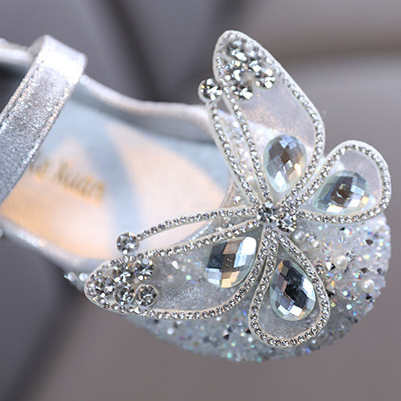 Sparkly Glitter Flower Girl Shoes – Low Heel Party & Wedding Dress Shoes for Girls