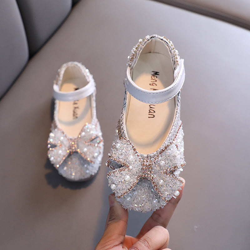 Girls' Sparkly Dress Shoes with Pearls & Rhinestones for Special Occasions