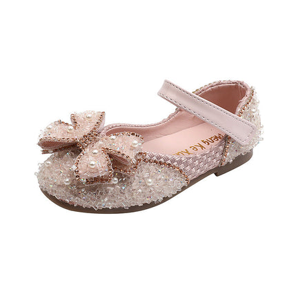 Girls' Sparkly Dress Shoes with Pearls & Rhinestones for Special Occasions