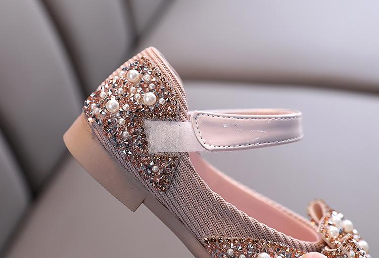 Sparkly Girls' Party & Flower Girl Shoes – Closed-Toe with Pearls & Bows