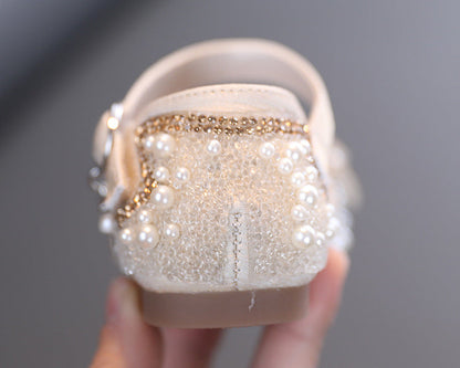 Sparkly Closed-Toe Party Shoes for Girls with Pearls & Bows | Dress Sandals