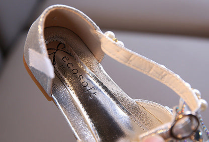 Glitter Butterfly Closed-Toe Dress Shoes for Girls – Sparkly Party & Flower Girl Sandals