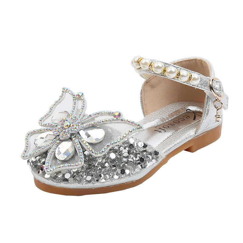 Glitter Butterfly Closed-Toe Dress Shoes for Girls – Sparkly Party & Flower Girl Sandals