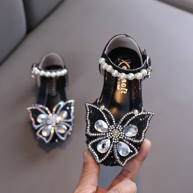 Glitter Butterfly Closed-Toe Dress Shoes for Girls – Sparkly Party & Flower Girl Sandals