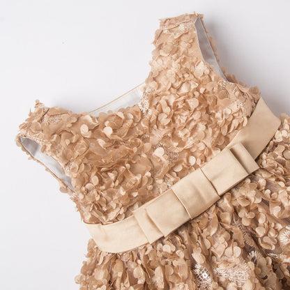 Gold A-line Flower Girl Dress for Kids – Princess Party & Formal Occasion Wear