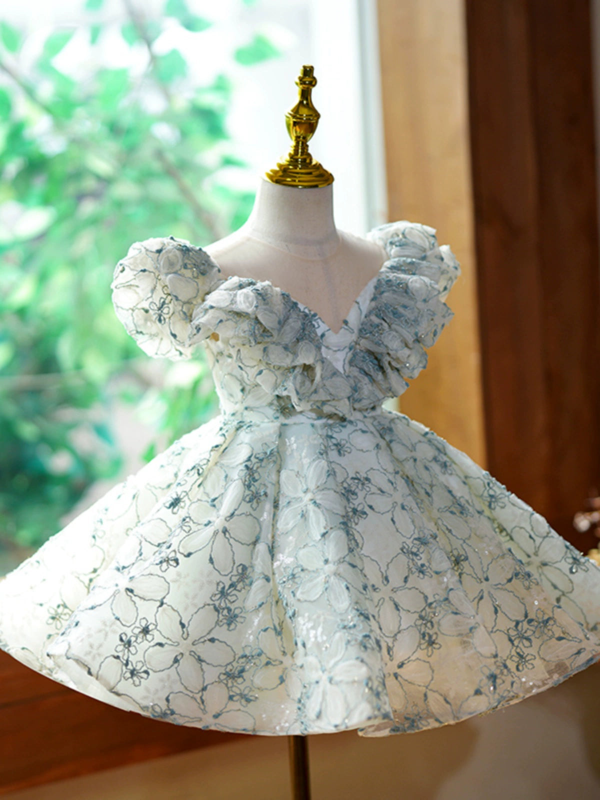 Green Sequin Ruffle Puffy Flower Girl Dress - Green / 7-8 Years (140cm) - Fleur Kids Green Sequin Ruffle Puffy Flower Girl Dress - Green / 7-8 Years (140cm) - Fleur Kids