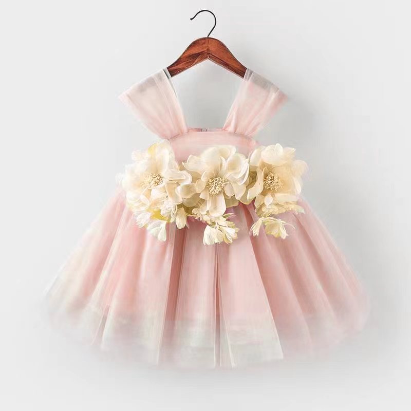 Cute Green Tulle Flower Girl Dress – Tea Length Tiered Skirt for Party & Wedding