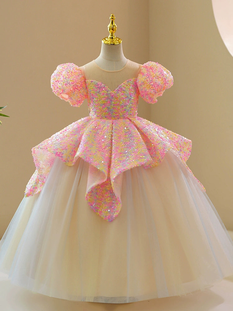 layered tulle princess dresses for kids Tulle Flower Girl Dress with Pearl Shoulder Details Toddler to Teen Fit