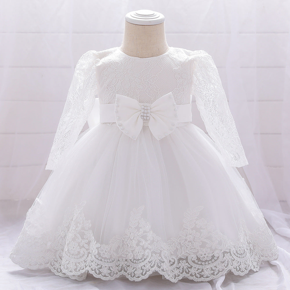 Infant A-Line Lace Tulle Dress – Long Sleeve Party & Flower Girl Outfit for 9-24 Months