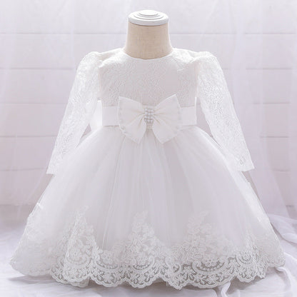 Infant A-Line Lace Tulle Dress – Long Sleeve Party & Flower Girl Outfit for 9-24 Months