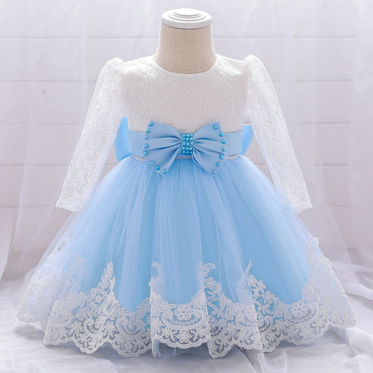 Infant A-Line Lace Tulle Dress – Long Sleeve Party & Flower Girl Outfit for 9-24 Months