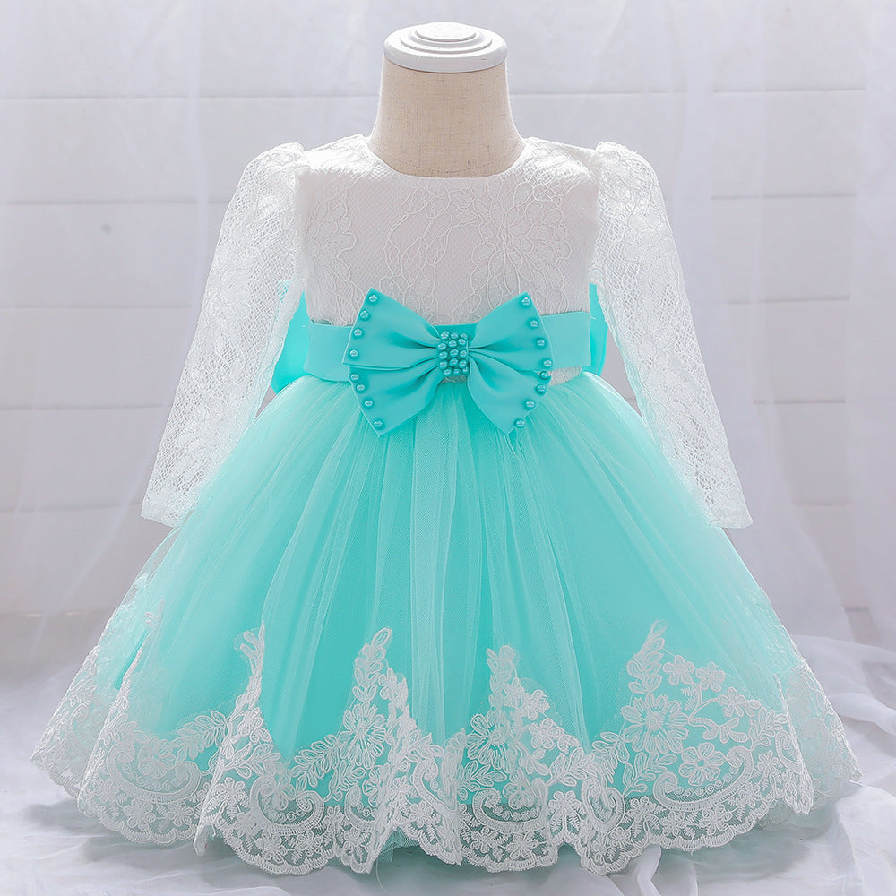 Infant A-Line Lace Tulle Dress – Long Sleeve Party & Flower Girl Outfit for 9-24 Months