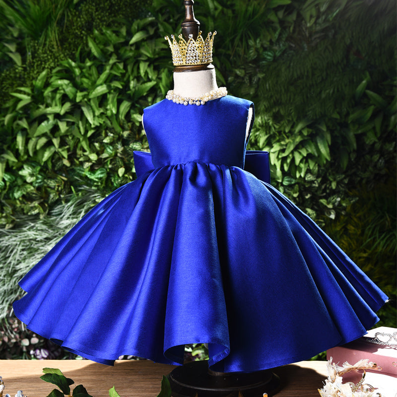 Kids A-Line Ruffle Dress with Bowknot – Elegant Tea Length Party Dress