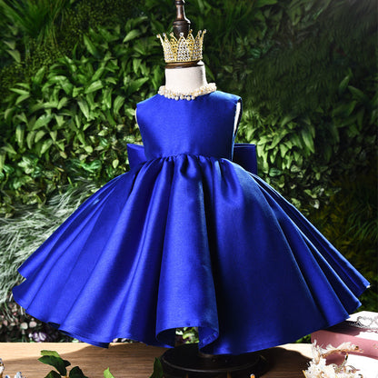 Kids A-Line Ruffle Dress with Bowknot – Elegant Tea Length Party Dress