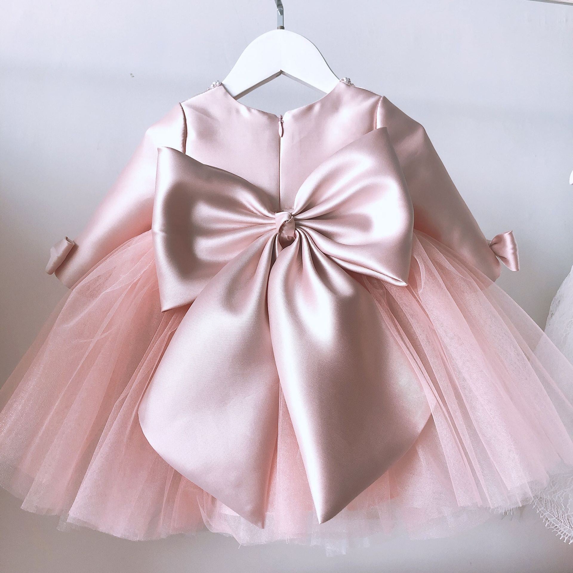 Cute Pink Tulle Princess Party Dress with Bow for Baby Girls & Toddlers
