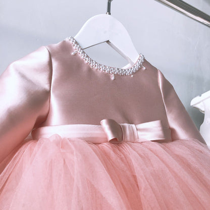 Cute Pink Tulle Princess Party Dress with Bow for Baby Girls & Toddlers