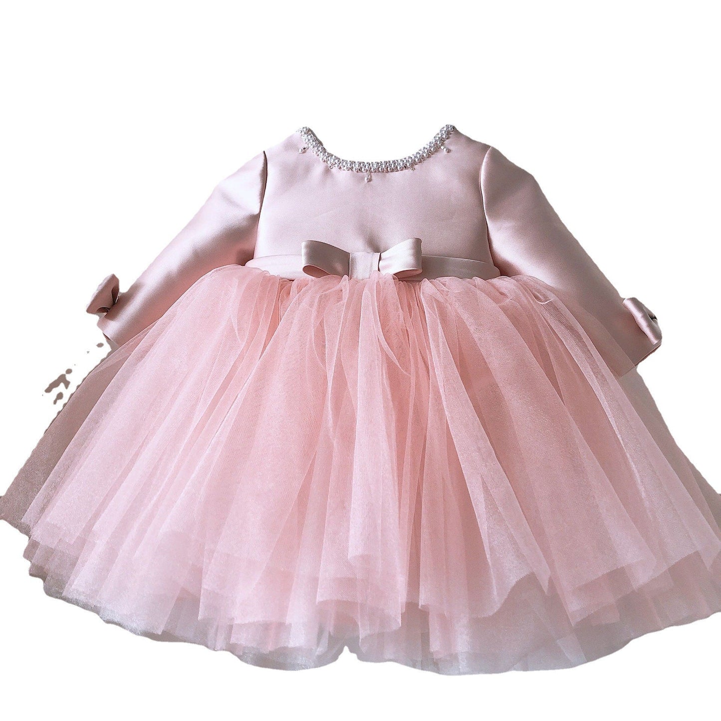 Cute Pink Tulle Princess Party Dress with Bow for Baby Girls & Toddlers