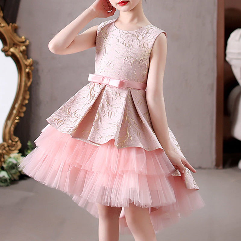 Girls Tiered Lace Embroidery Princess Dress – Party, Wedding & Special Occasion