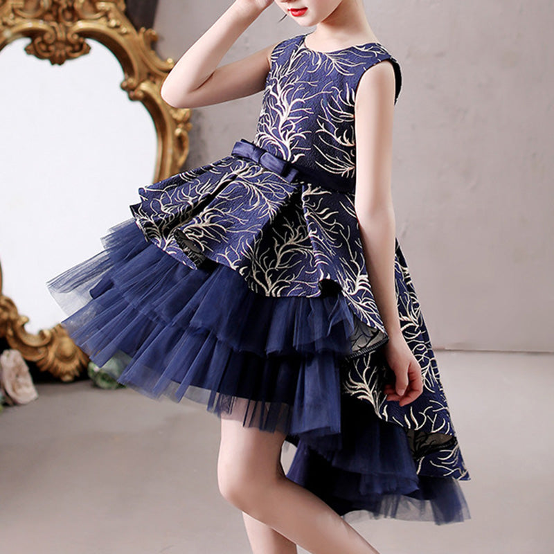 Girls Tiered Lace Embroidery Princess Dress – Party, Wedding & Special Occasion