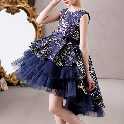 Girls Tiered Lace Embroidery Princess Dress – Party, Wedding & Special Occasion