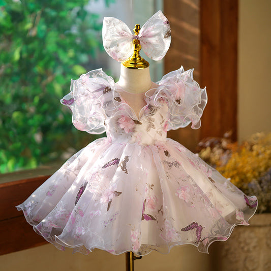 Lavender Butterfly Princess Dress for Girls – Party, Wedding & Birthday Outfit