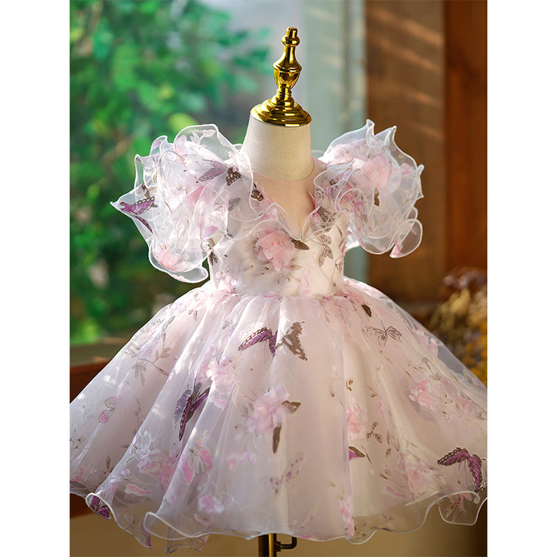 Lavender Butterfly Princess Dress for Girls – Party, Wedding & Birthday Outfit