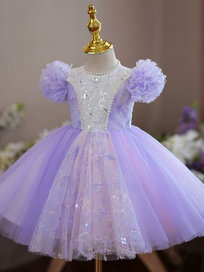 Lavender Tulle Flower Girl Dress – Puffy Ball Gown for Weddings & Parties