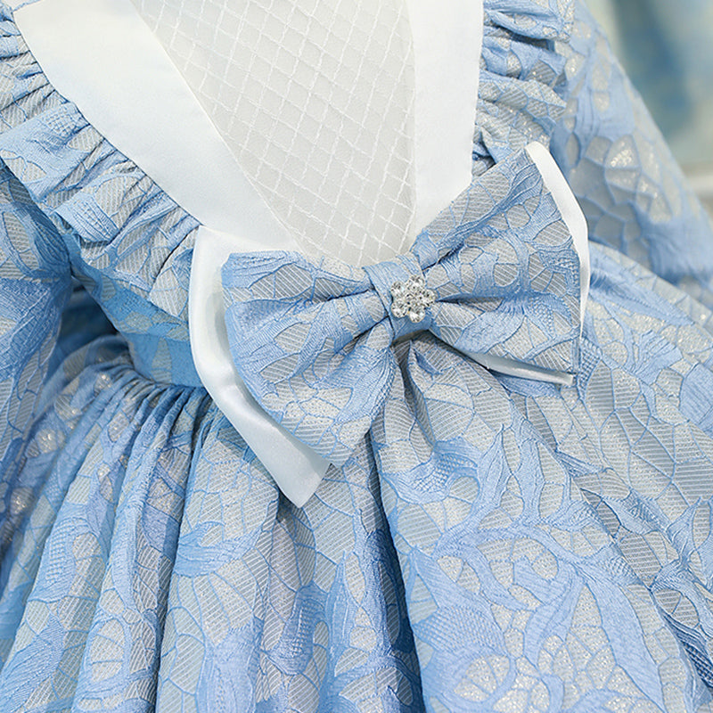 Light Blue A-line Princess Dress with Bowknot & Sequins for Girls