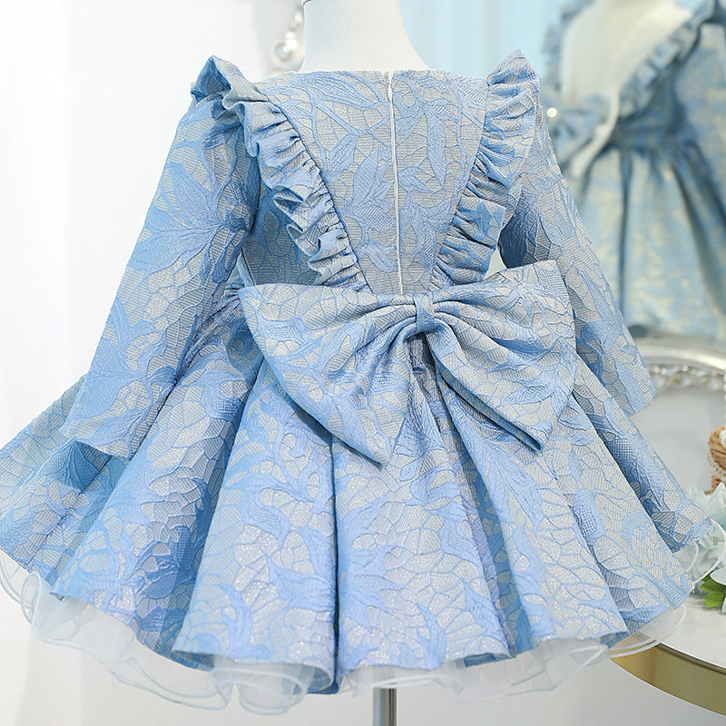 Light Blue A-line Princess Dress with Bowknot & Sequins for Girls