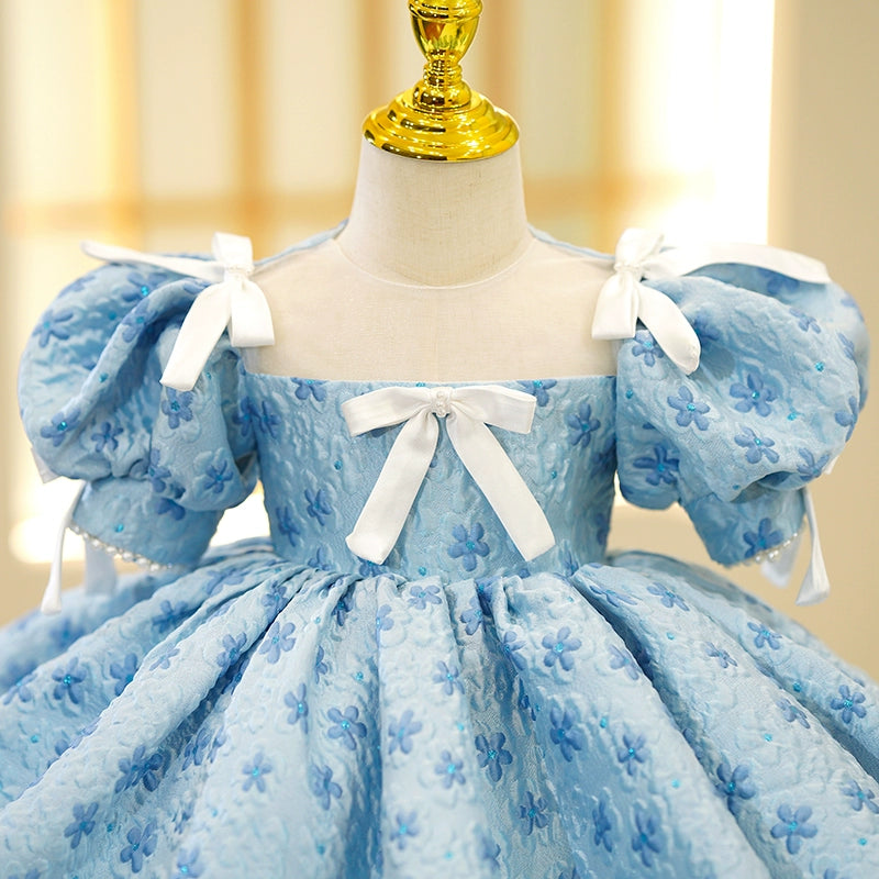 Light Blue Fairy Princess Illusion Neck Ball Gown Dress for Girls - Light Blue / 7-8 Years (140cm) - Fleur Kids Light Blue Fairy Princess Illusion Neck Ball Gown Dress for Girls - Light Blue / 7-8 Years (140cm) - Fleur Kids