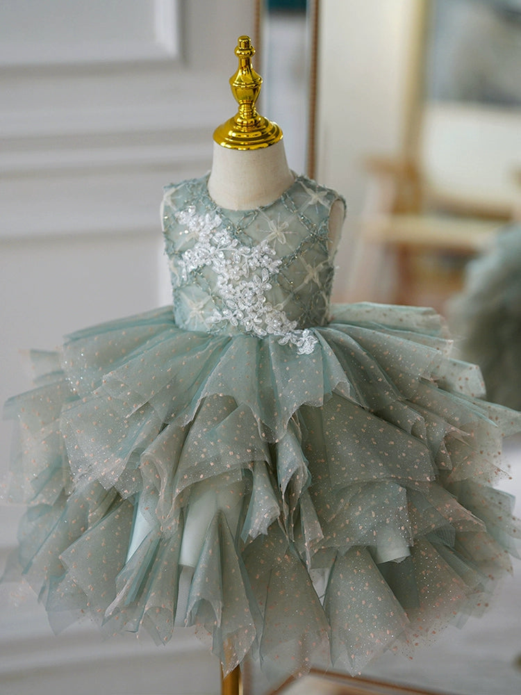 Light Green Puffy Tulle Flower Girl Dress - Light Green / 7-8 Years (140cm) - Fleur Kids Light Green Puffy Tulle Flower Girl Dress - Light Green / 7-8 Years (140cm) - Fleur Kids