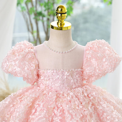 Light Pink Princess Flower Girl Dress with Sequins & Bow – Party, Wedding & Formal