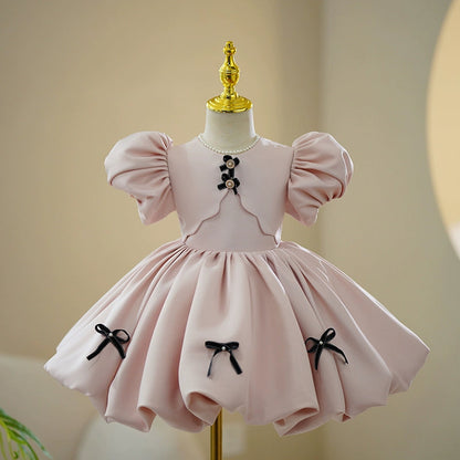 Light Pink Satin Ball Gown for Girls – Princess Party & Flower Girl Dress