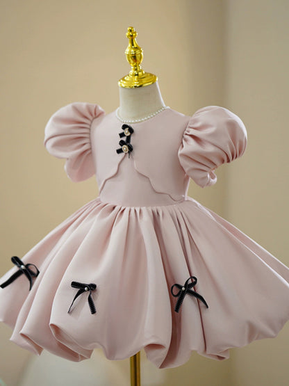 Light Pink Satin Ball Gown for Girls – Princess Party & Flower Girl Dress