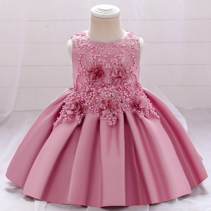 Cute Sleeveless A-Line Flower Girl Dress for Party & Weddings – Ages 9M to 5Y