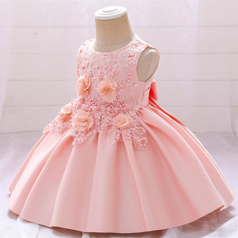 Cute Sleeveless A-Line Flower Girl Dress for Party & Weddings – Ages 9M to 5Y