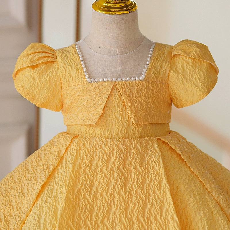 mustard yellow dress for girl Mustard Girls Dress, Yellow Summer Dress, V-back Dress, Aristocratic Sleeve, Mustard Summer Dress, Birthday Dress, Boho Girls Dress