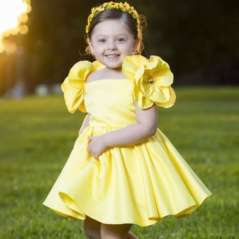 Off-Shoulder A-Line Flower Girl Dress – Party & Birthday Outfit for Kids