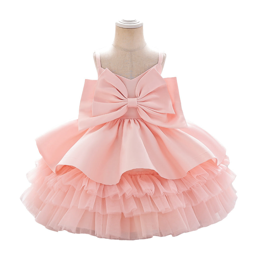 Cute Off Shoulder Bowknot Ruffle Princess Dress for Girls | Party & Flower Girl