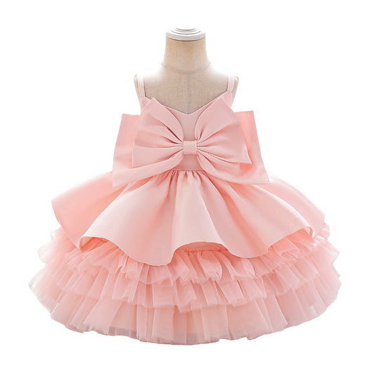 Cute Off Shoulder Bowknot Ruffle Princess Dress for Girls | Party & Flower Girl