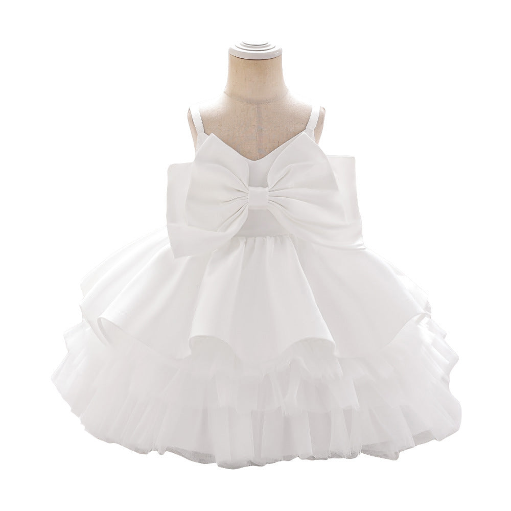 Cute Off Shoulder Bowknot Ruffle Princess Dress for Girls | Party & Flower Girl