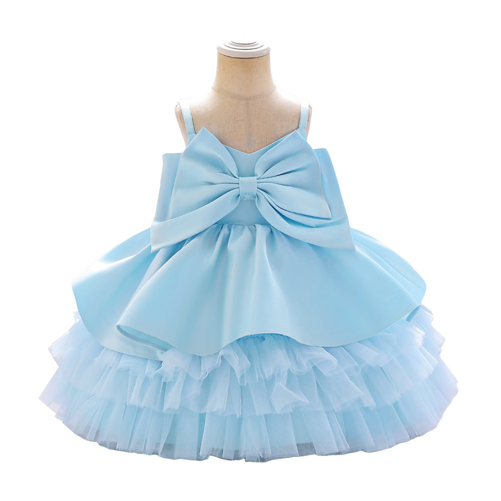 Cute Off Shoulder Bowknot Ruffle Princess Dress for Girls | Party & Flower Girl