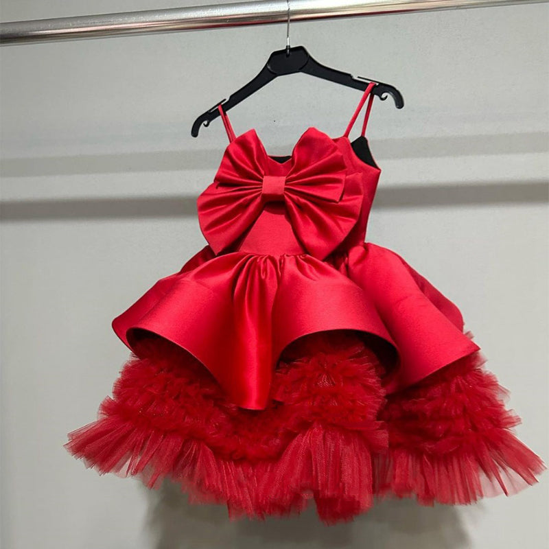 Cute Off Shoulder Bowknot Ruffle Princess Dress for Girls | Party & Flower Girl