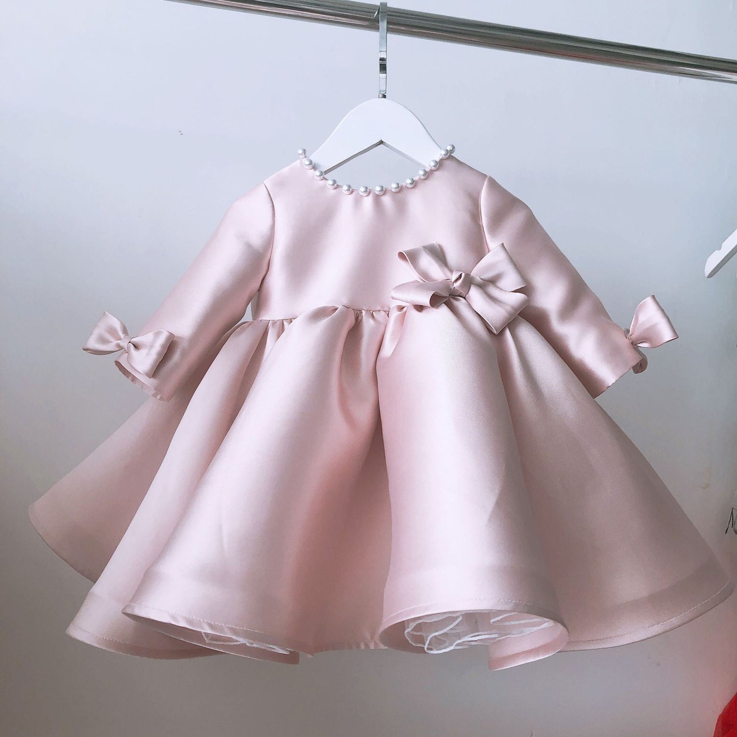 Pink A-Line Princess Dress with Bow for Girls – Birthday & Party Wear