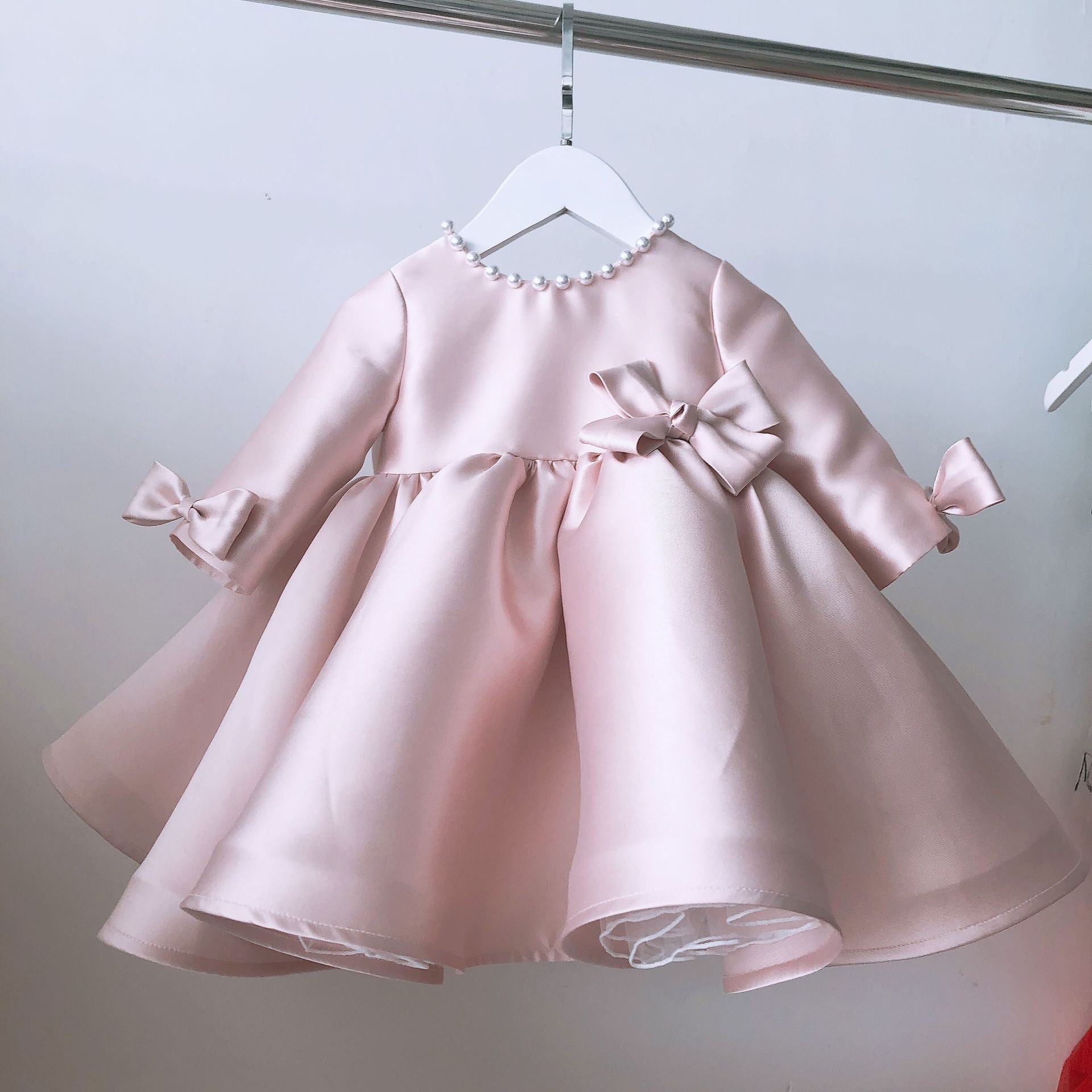 Pink A-Line Princess Dress with Bow for Girls – Birthday & Party Wear