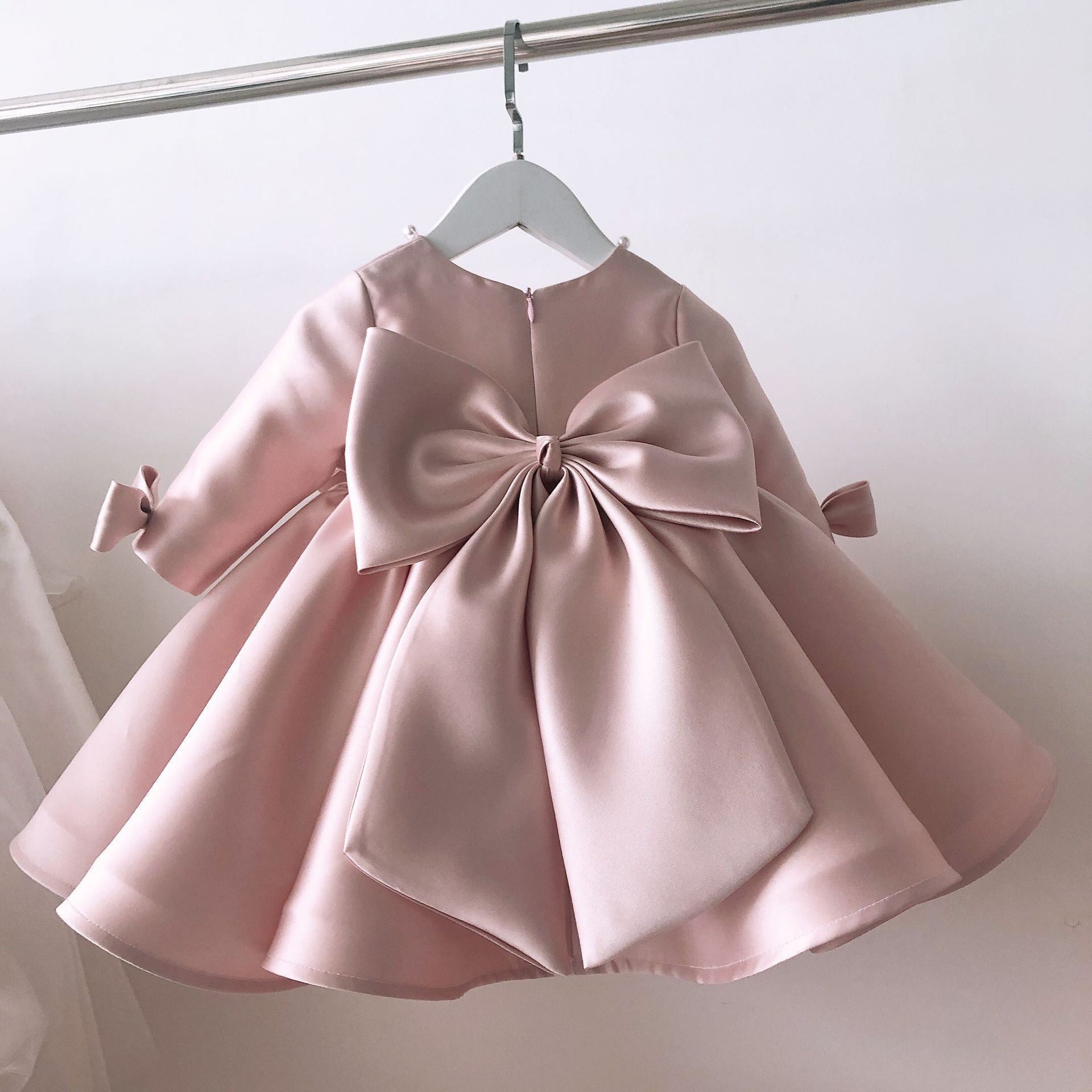 Pink A-Line Princess Dress with Bow for Girls – Birthday & Party Wear